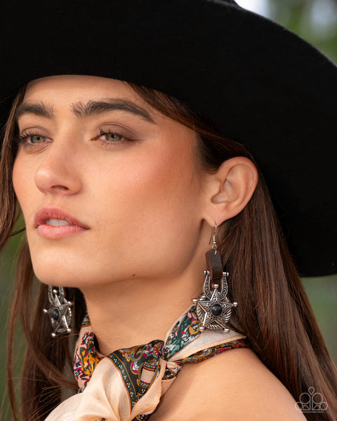 COMING SOON Paparazzi Western Warden - Black Earrings