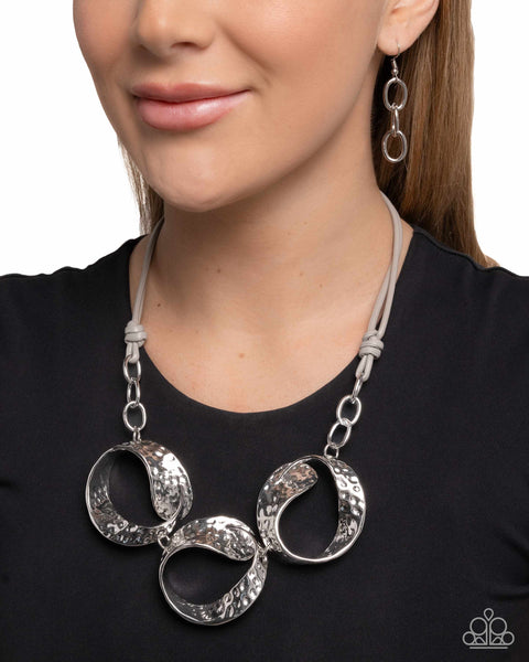 Paparazzi Curly Cabaret - Silver Necklace