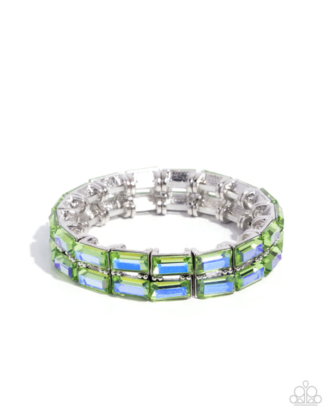 COMING SOON Paparazzi Symmetrical Statement - UV Green Bracelet