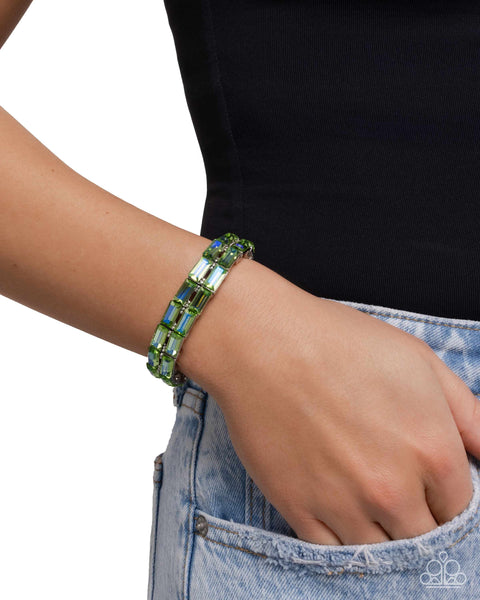COMING SOON Paparazzi Symmetrical Statement - UV Green Bracelet