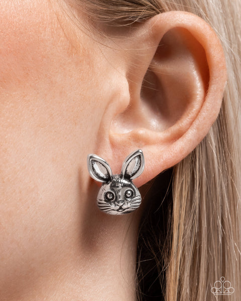 COMING SOON Paparazzi Bodacious Bunny - Silver Earrings