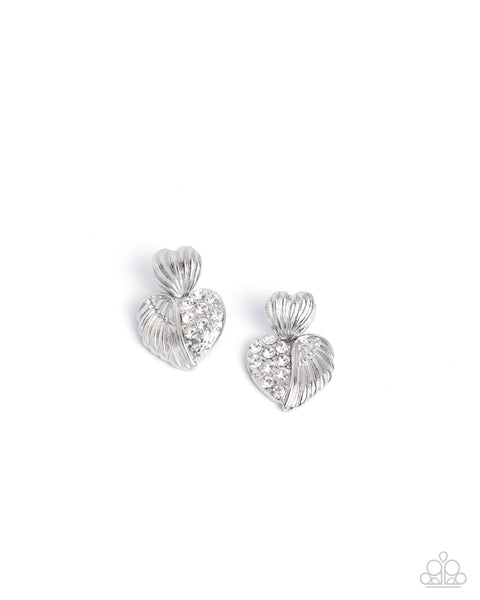 Paparazzi Angelic Adornment Heart White Earrings