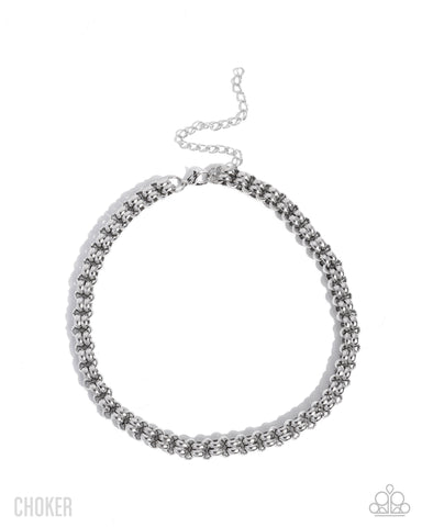 PAPARAZZI CONING SOON Double Demand - Silver choker