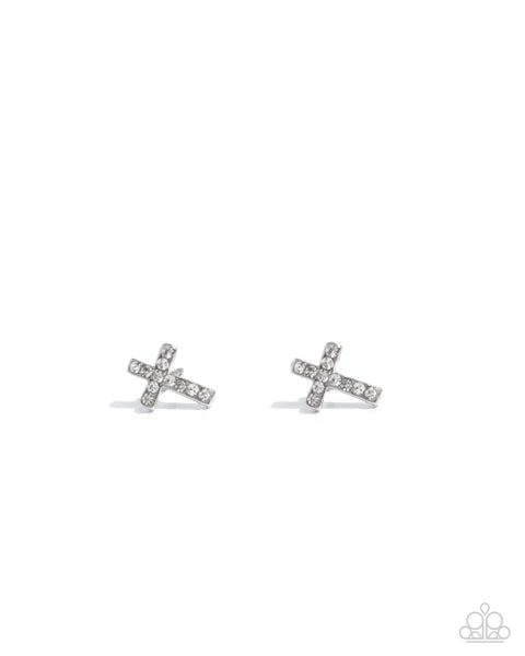 Paparazzi Sacred Shimmer - White Post Earrings
