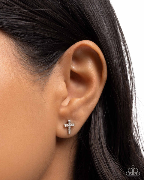 Paparazzi Sacred Shimmer - White Post Earrings