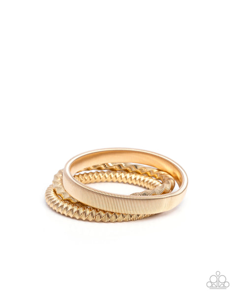 COMING SOON Paparazzi 
Tailored Texture - Gold Bangle Bracelet