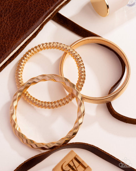COMING SOON Paparazzi 
Tailored Texture - Gold Bangle Bracelet