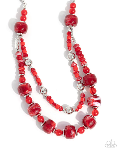 Paparazzi Satisfying Swirls - Red Necklace