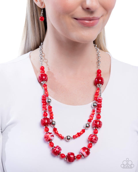 Paparazzi Satisfying Swirls - Red Necklace