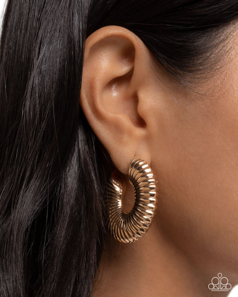 Paparazzi Spontaneous Spirals - Gold Hoop Earrings