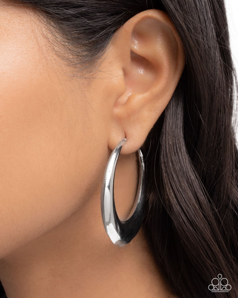 Paparazzi Circular Circumstance - Silver Hoop Earrings
