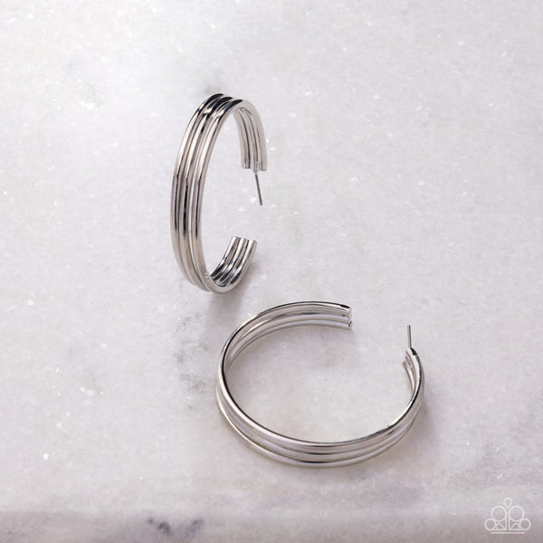 COMING SOON Paparazzi Traditional Trio - Silver Hoop Earrings