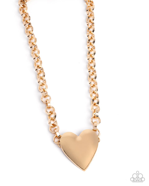 Paparazzi Sweet Start Heart Necklace & Bracelet Set Gold