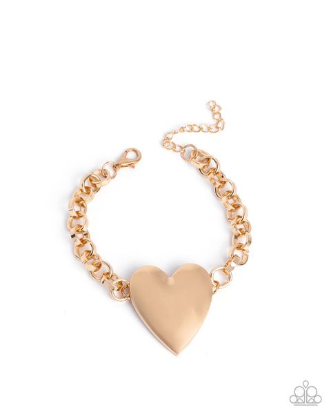 Paparazzi Sweet Start Heart Necklace & Bracelet Set Gold