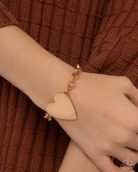 Paparazzi Sweet Start Heart Necklace & Bracelet Set Gold