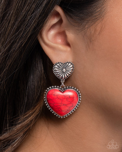 COMING SOON Paparazzi Rustic Reinvention - Red Heart Earrings