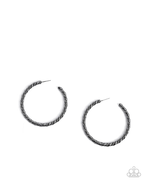 Paparazzi Coiled Class - Black Hoop Earrings