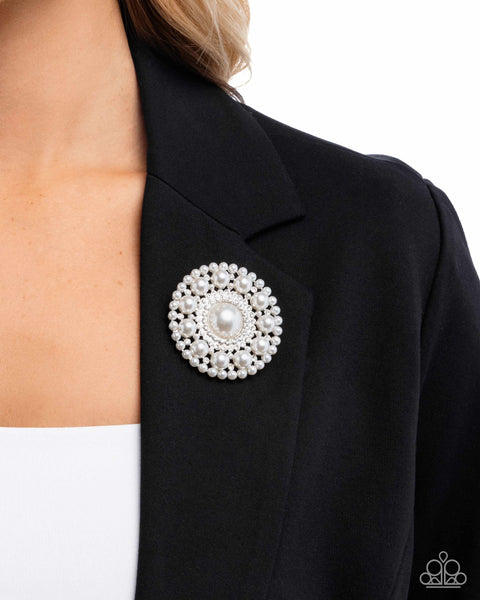 COMING SOON Paparazzi Posh Paladin Pearl-White Broach