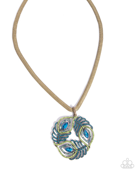 COMING SOON Paparazzi Peacock Patchwork - Brass Necklace