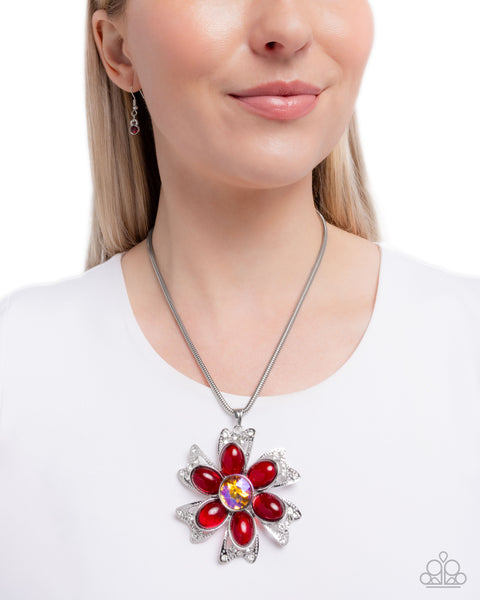 Paparazzi Floral Figurehead - Red Necklace