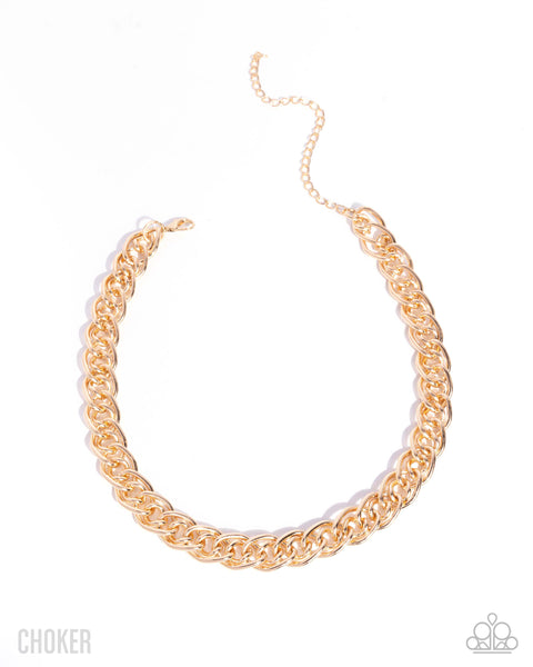 Paparazzi Lustrous Links - Gold Choker Necklace