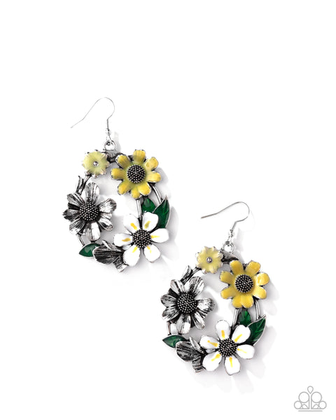 Paparazzi Wreathed Weekday - Yellow Earrings