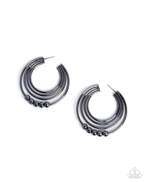 Paparazzi Layered Longevity - Black Hoop Earrings