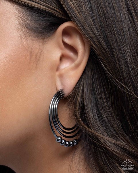 Paparazzi Layered Longevity - Black Hoop Earrings