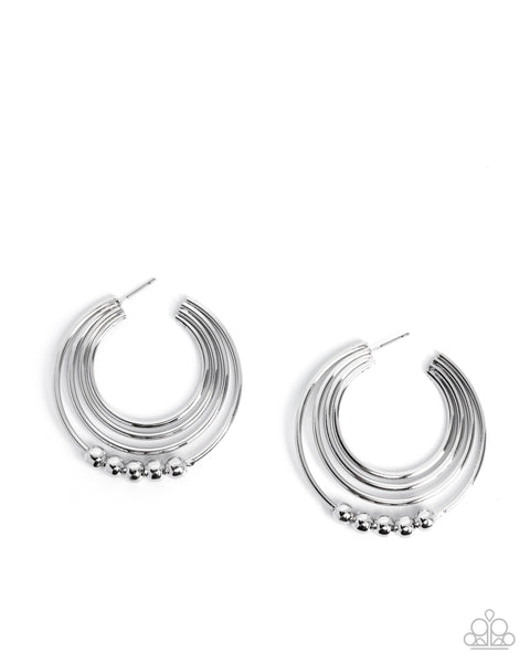 COMING SOON Paparazzi 
Layered Longevity - Silver Hoop Earrings