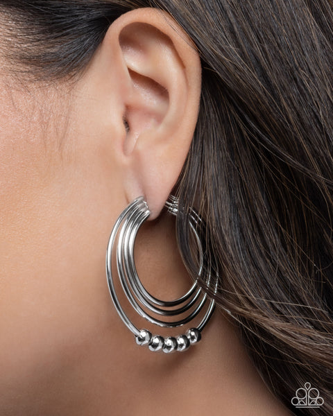 COMING SOON Paparazzi 
Layered Longevity - Silver Hoop Earrings