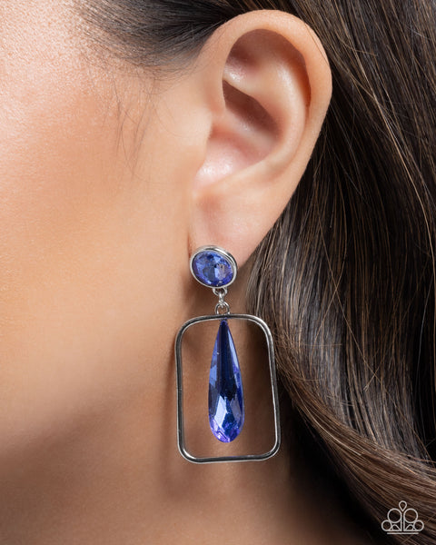 Paparazzi Future Framing - Blue Earrings