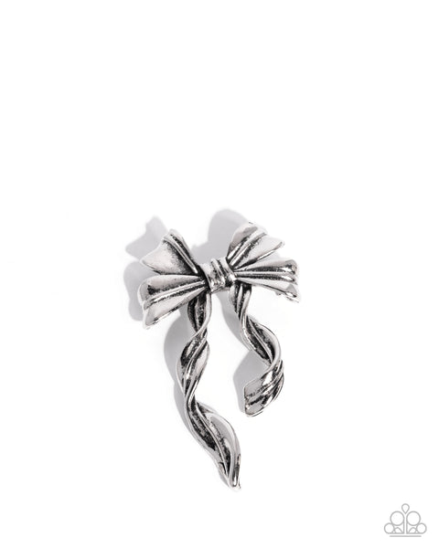 Paparazzi Bow Bonanza - Silver Brooch