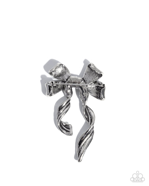 Paparazzi Bow Bonanza - Silver Brooch