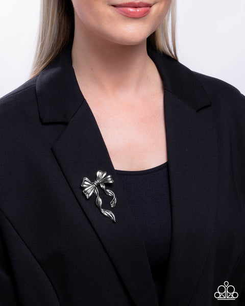 Paparazzi Bow Bonanza - Silver Brooch