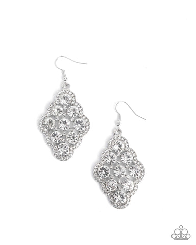 COMING SOON Paparazzi  
Scalloped Shimmer - White Earrings