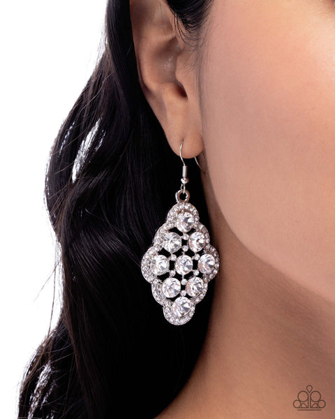 COMING SOON Paparazzi  
Scalloped Shimmer - White Earrings