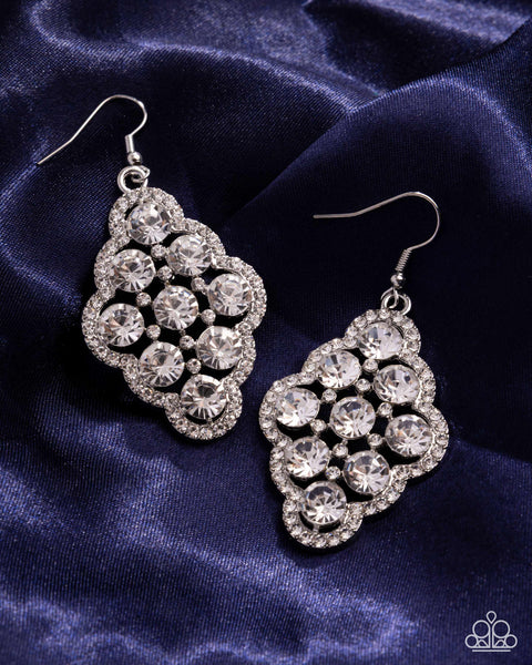 COMING SOON Paparazzi  
Scalloped Shimmer - White Earrings