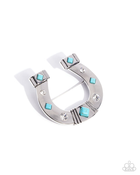 Paparazzi Horseshoe Horizon - Blue Brooch