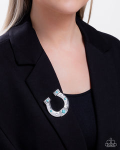 Paparazzi Horseshoe Horizon - Blue Brooch