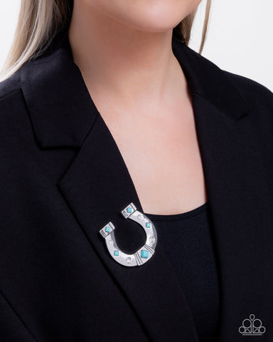 Paparazzi Horseshoe Horizon - Blue Brooch