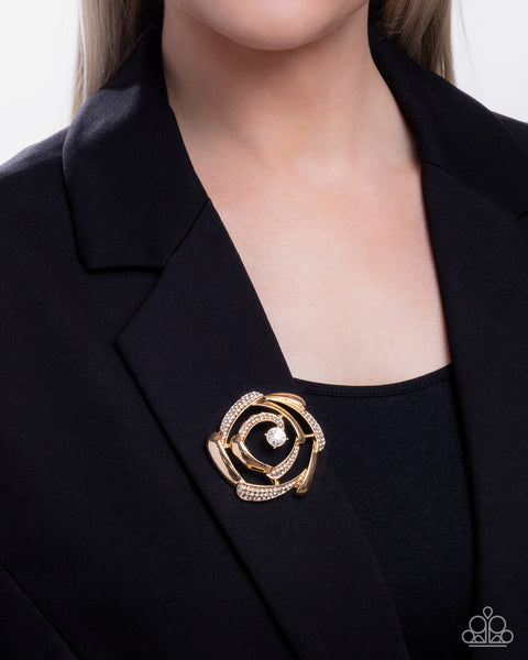 Paparazzi Singing Spirals - Gold Brooch