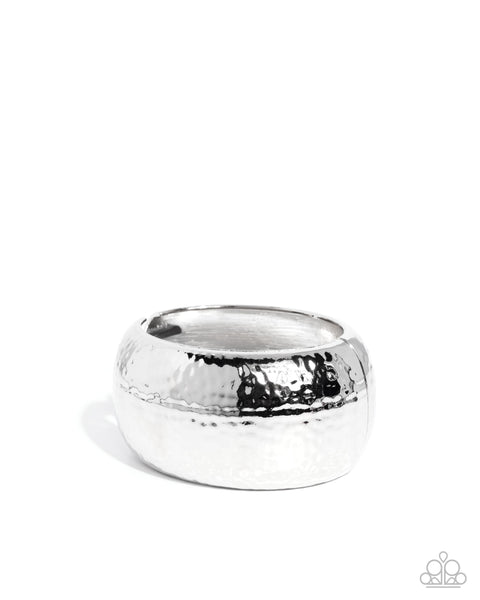 COMING SOON Paparazzi Hammered Hassle - Silver Hinged Bracelet