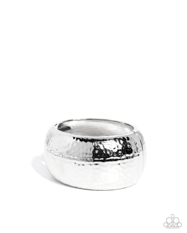 COMING SOON Paparazzi Hammered Hassle - Silver Hinged Bracelet
