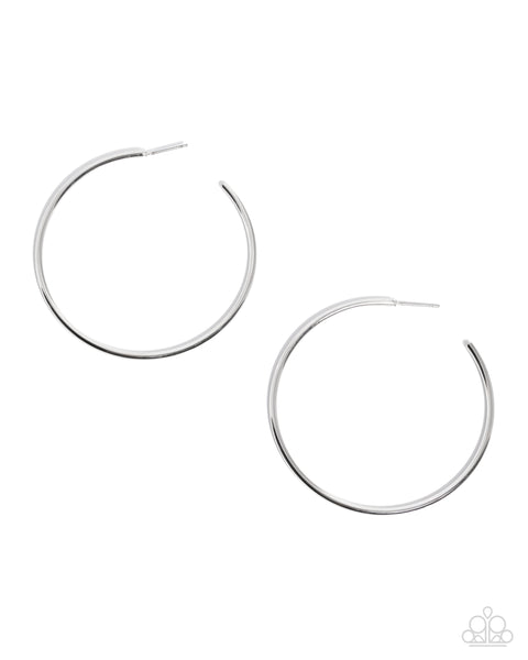 Paparazzi Simple Suit - Silver Hoop Earrings
