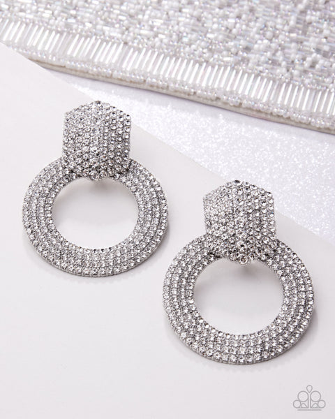 COMING SOON Paparazzi Sparkly Safeguard - White Earrings
