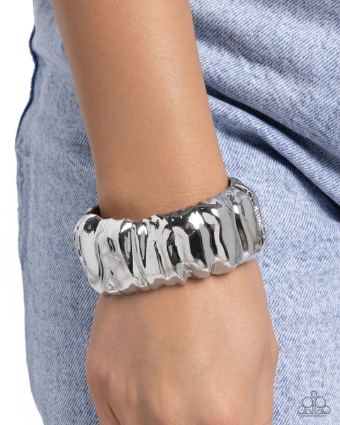 COMING SOON Paparazzi Warped Wheelhouse - Silver Hinged Bracelet