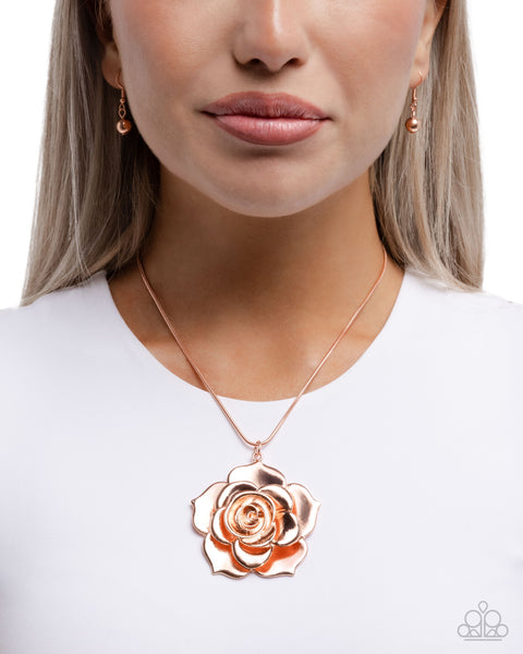 Paparazzi Restful Rose - Copper Necklace
