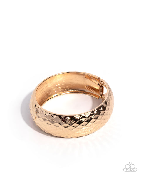 Paparazzi Textured Transit - Gold Bangle Bracelet