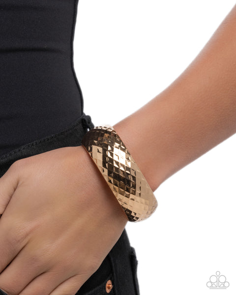 Paparazzi Textured Transit - Gold Bangle Bracelet