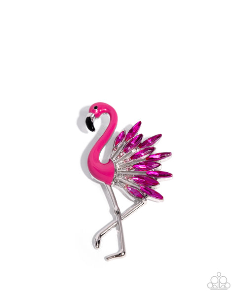 Paparazzi Frenetic Flamingo - Pink Brooch